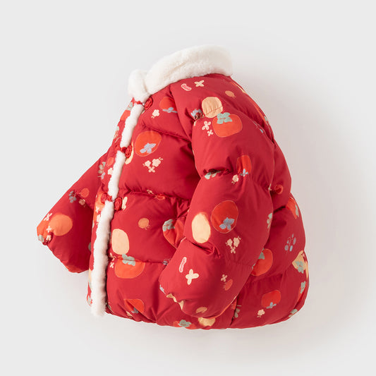 Dave&Bella Toddler Girls Winter Adorable Print Chinese-style Plush Turtle Cozy Down Coats