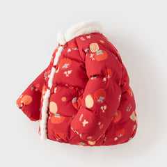 Dave&Bella Toddler Girls Winter Adorable Print Chinese-style Plush Turtle Cozy Down Coats