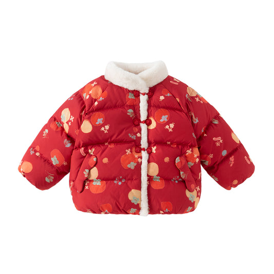 Dave&Bella Toddler Girls Winter Adorable Print Chinese-style Plush Turtle Cozy Down Coats