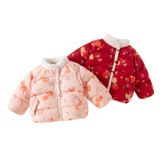 Dave&Bella Toddler Girls Winter Adorable Print Chinese-style Plush Turtle Cozy Down Coats
