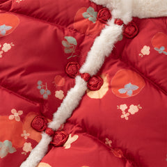 Dave&Bella Toddler Girls Winter Adorable Print Chinese-style Plush Turtle Cozy Down Coats