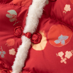 Dave&Bella Toddler Girls Winter Adorable Print Chinese-style Plush Turtle Cozy Down Coats
