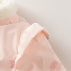 Dave&Bella Toddler Girls Chinese-style Pink Print Plush Turtle Outwear Padded Coats