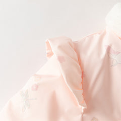 Dave&Bella Toddler Girls Chinese-style Pink Print Plush Turtle Outwear Padded Coats