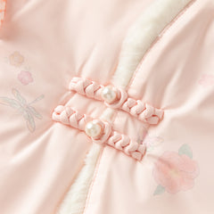 Dave&Bella Toddler Girls Chinese-style Pink Print Plush Turtle Outwear Padded Coats