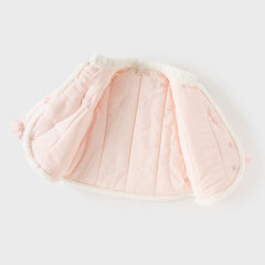 Dave&Bella Toddler Girls Chinese-style Pink Print Plush Turtle Outwear Padded Coats