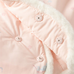 Dave&Bella Toddler Girls Chinese-style Pink Print Plush Turtle Outwear Padded Coats