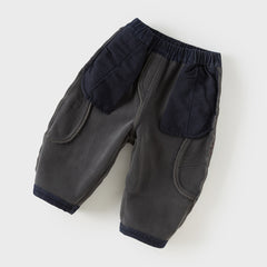 Dave&Bella Toddler Boys Denim Blue Adjustable-waistband Loose Cozy Plush-lined Jeans