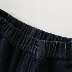 Dave&Bella Toddler Boys Denim Blue Adjustable-waistband Loose Cozy Plush-lined Jeans