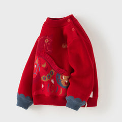 Dave&Bella Toddler Girls/Boys Festival Red/Pink Turtle Cozy Plush-lined Sweaters Tops