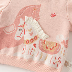 Dave&Bella Toddler Girls/Boys Festival Red/Pink Turtle Cozy Plush-lined Sweaters Tops