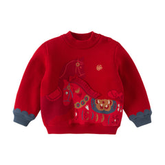 Dave&Bella Toddler Girls/Boys Festival Red/Pink Turtle Cozy Plush-lined Sweaters Tops