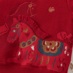 Dave&Bella Toddler Girls/Boys Festival Red/Pink Turtle Cozy Plush-lined Sweaters Tops