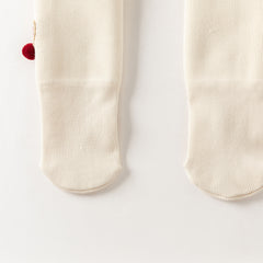 Dave&Bella Toddler Girls Versatile Red/Beige Plush-lined Tights Leggings