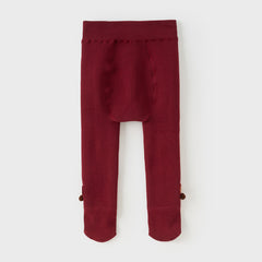 Dave&Bella Toddler Girls Versatile Red/Beige Plush-lined Tights Leggings