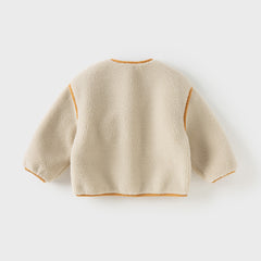 Dave&Bella Toddler Girls/Boys Winter Beige/Light Pink V-collar Outwear Cozy Coats