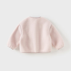 Dave&Bella Toddler Girls/Boys Winter Beige/Light Pink V-collar Outwear Cozy Coats