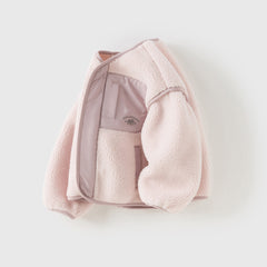 Dave&Bella Toddler Girls/Boys Winter Beige/Light Pink V-collar Outwear Cozy Coats