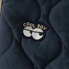 Dave&Bella Toddler Boys Navy Blue Outwear Hooded Long-sleeved Padded Coats