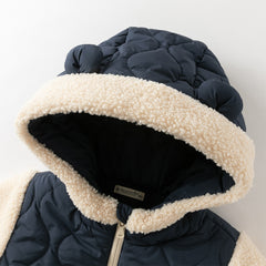 Dave&Bella Toddler Boys Navy Blue Outwear Hooded Long-sleeved Padded Coats