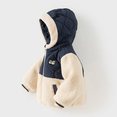 Dave&Bella Toddler Boys Navy Blue Outwear Hooded Long-sleeved Padded Coats