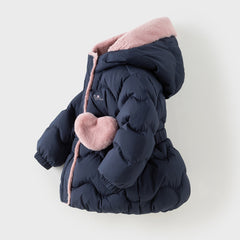 Dave&Bella Kids Girls Winter Versatile Navy Blue Windproof Hooded Cozy Down Coats