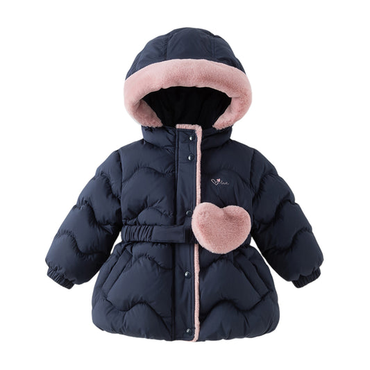 Dave&Bella Kids Girls Winter Versatile Navy Blue Windproof Hooded Cozy Down Coats