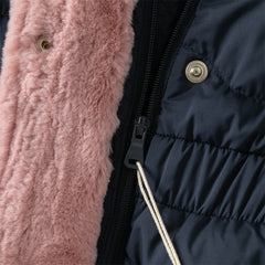 Dave&Bella Kids Girls Winter Versatile Navy Blue Windproof Hooded Cozy Down Coats