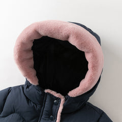 Dave&Bella Kids Girls Winter Versatile Navy Blue Windproof Hooded Cozy Down Coats