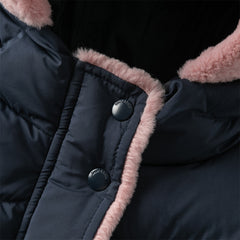 Dave&Bella Kids Girls Winter Versatile Navy Blue Windproof Hooded Cozy Down Coats