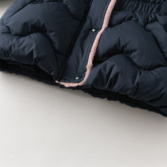 Dave&Bella Kids Girls Winter Versatile Navy Blue Windproof Hooded Cozy Down Coats