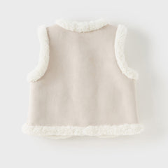 Dave&Bella Toddler Girls Elegant Grey Warm Plush Vests Tops
