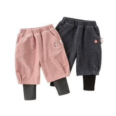 Dave&Bella Toddler Girls Autumn Sweet Fake-two-piece Design Leggings Pants