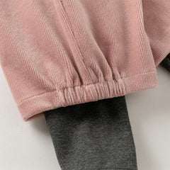 Dave&Bella Toddler Girls Autumn Sweet Fake-two-piece Design Leggings Pants