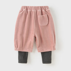 Dave&Bella Toddler Girls Autumn Sweet Fake-two-piece Design Leggings Pants