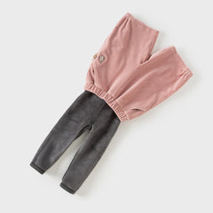 Dave&Bella Toddler Girls Autumn Sweet Fake-two-piece Design Leggings Pants