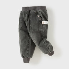 Dave&Bella Toddler Girls Casual Grey Warm Padded Jeans Pants