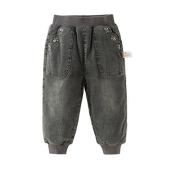 Dave&Bella Toddler Girls Casual Grey Warm Padded Jeans Pants