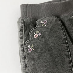 Dave&Bella Toddler Girls Casual Grey Warm Padded Jeans Pants