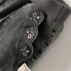 Dave&Bella Toddler Girls Casual Grey Warm Padded Jeans Pants