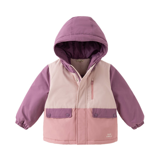 Dave&Bella Kids Girls/Boys Pink/Dark Blue Outwear Windproof Hooded Padded Coats