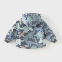 Dave&Bella Toddler Girls/Boys Playful Print Outwear Windproof Fleece-lined Hooded Coats