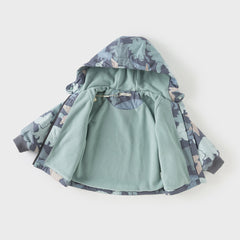 Dave&Bella Toddler Girls/Boys Playful Print Outwear Windproof Fleece-lined Hooded Coats