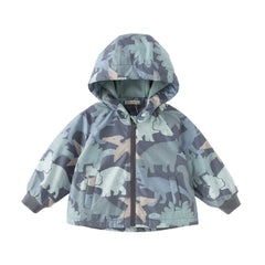 Dave&Bella Toddler Girls/Boys Playful Print Outwear Windproof Fleece-lined Hooded Coats