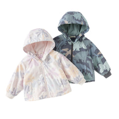 Dave&Bella Toddler Girls/Boys Playful Print Outwear Windproof Fleece-lined Hooded Coats