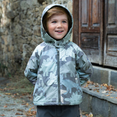 Dave&Bella Toddler Girls/Boys Playful Print Outwear Windproof Fleece-lined Hooded Coats