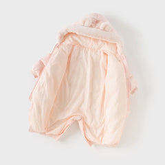 Dave&Bella Baby Girls/Boys Winter Cute Print Pink/Apricot Cozy Hooded Down Rompers