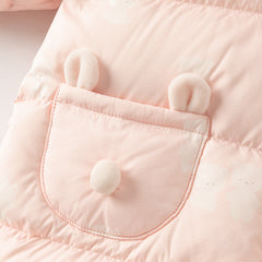 Dave&Bella Baby Girls/Boys Winter Cute Print Pink/Apricot Cozy Hooded Down Rompers