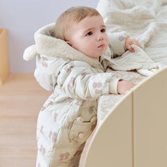 Dave&Bella Baby Girls/Boys Winter Cute Print Pink/Apricot Cozy Hooded Down Rompers