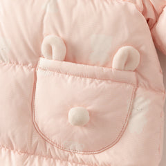 Dave&Bella Baby Girls/Boys Winter Cute Print Pink/Apricot Cozy Hooded Down Rompers